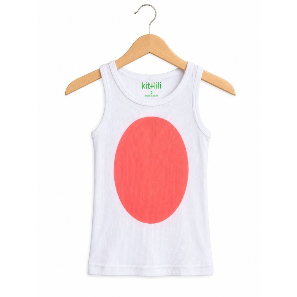 kit + lili Girls Tank Top Size 2 White Ribbed Knit Pink Circle Dot NEW